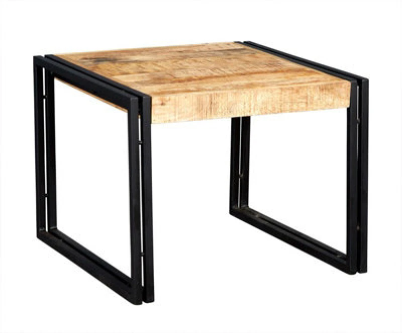 Image of Buttercup Farm Cosmo Industrial Small Coffee Table - Solid Mango Wood - L60 X W60 X H45 Cm