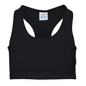 Image of AWDis Just Cool Womens/Ladies Sleeveless Girlie Sports Crop Top (2XS) (Jet Black)
