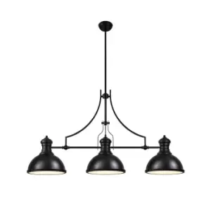 Image of Worcester Linear Ceiling Pendant, 3 Light E27, Matt Black, Frosted Glass