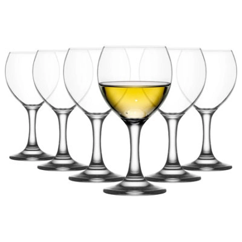 Image of LAV Misket White Wine Glasses - 210ml - Pack of 6 Clear unisex