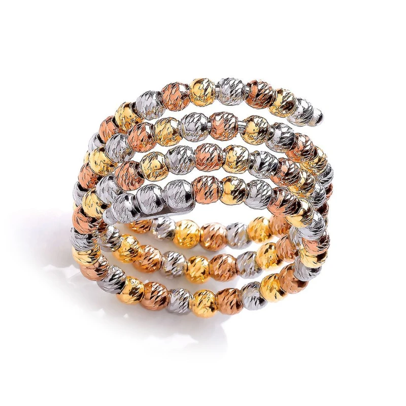 Image of Jewelco London 3-Colour Silver Sparkling Raindrop Eternity Wrap Ring - GVR674 Silver