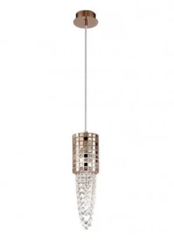 Image of Ceiling Pendant 1 Light G9 Rose Gold, Mosaic Glass, Crystal