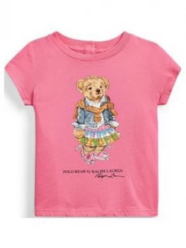 Image of Ralph Lauren Baby Girls Short Sleeve Bear Print T-Shirt - Pink