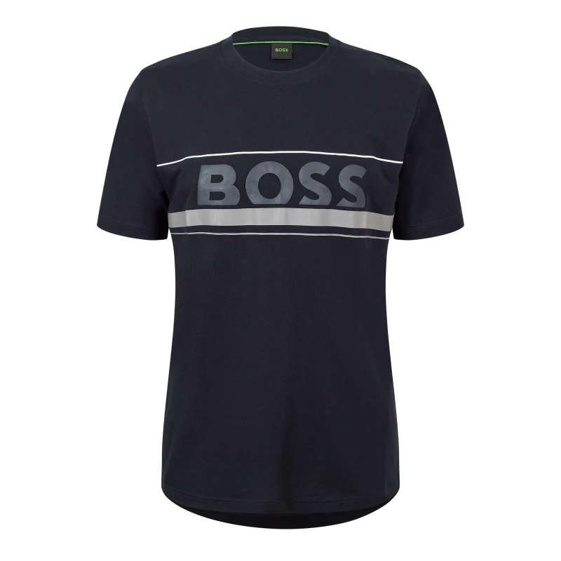 Image of Boss Mens HBG Zone Signature Logo T-Shirt Dark Blue male M