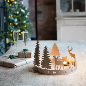 Image of Ivyline Round Advent Forest Tealight Centrepiece Metal Copper W33cm