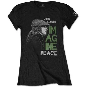 Image of John Lennon - Imagine Peace Womens Medium T-Shirt - Black