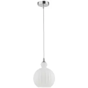 Image of Fayetteville 15cm Globe Pendant Ceiling Light Chrome Aluminium Opal Glass LED E14 - Merano