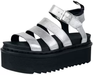 Image of Dr. Martens Blaire Quad Sandal - Silver Metallic Tumble Sandal silver coloured