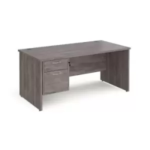 Image of Maestro 25 straight desk 1600mm x 800mm with 2 drawer pedestal - grey oak top with panel end leg