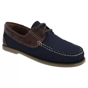 Image of Dek Mens Moccasin Boat Shoes (8 UK) (Navy Blue/BrownA Nubuck/Leather)