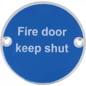 Image of Eclipse Aluminium Fire Door Keep Shut Sign 76mm SAA in Blue