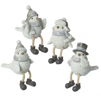 Image of Grey & White Birds In Hats (Set of 4)