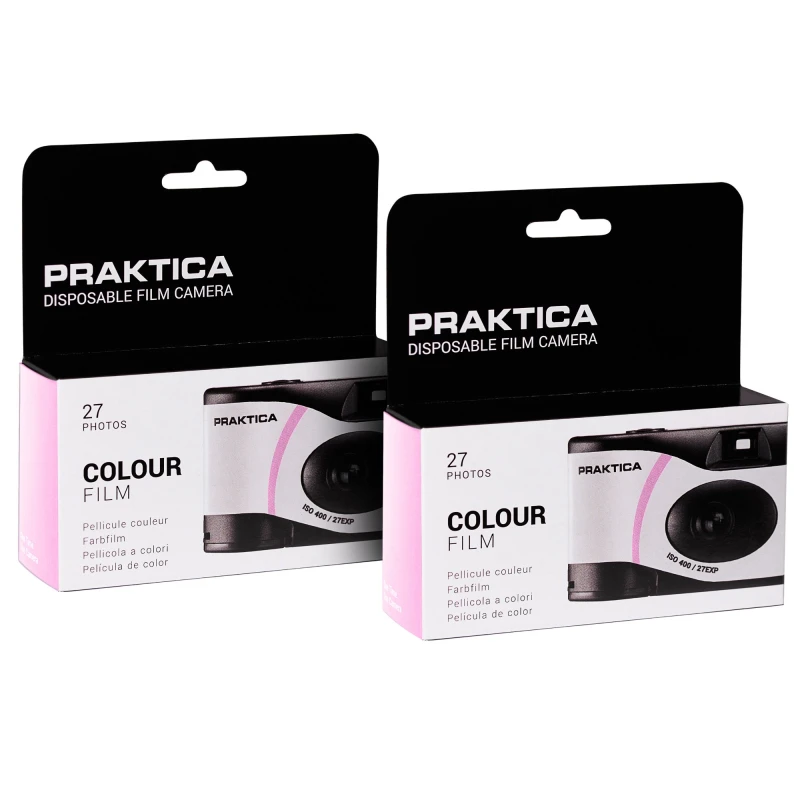 Image of Praktica Praktica Single Use Disposable Colour Film Camera with Flash - Pink (Pack of 2) N21F-PinkX2