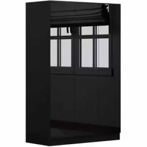 Image of FWStyle High Gloss Black Scandinavian Style 3 Door Wardrobe