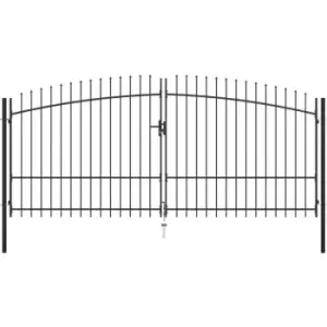 Image of Double Door Fence Gate with Spear Top 400x225cm Vidaxl Black