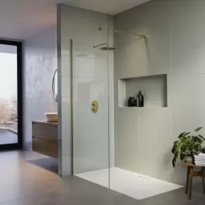 Image of 1200mm Brushed Brass Frameless Wet Room Shower Screen