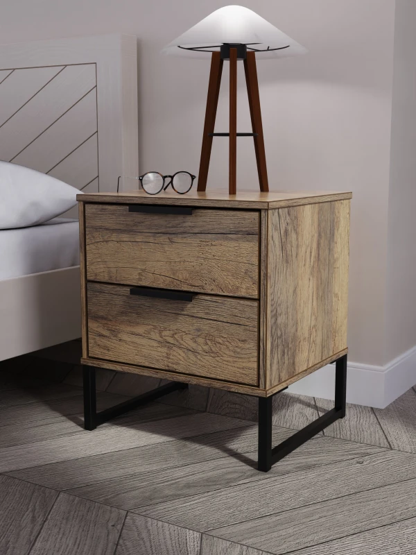 Image of Ready Assembled 2 U Fuji 2 Drawer Bedside Cab(Ready Assembled) in Dark Brown Dark Brown Unisex