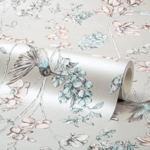 Image of Holden Charm Silver and Apricot Wallpaper