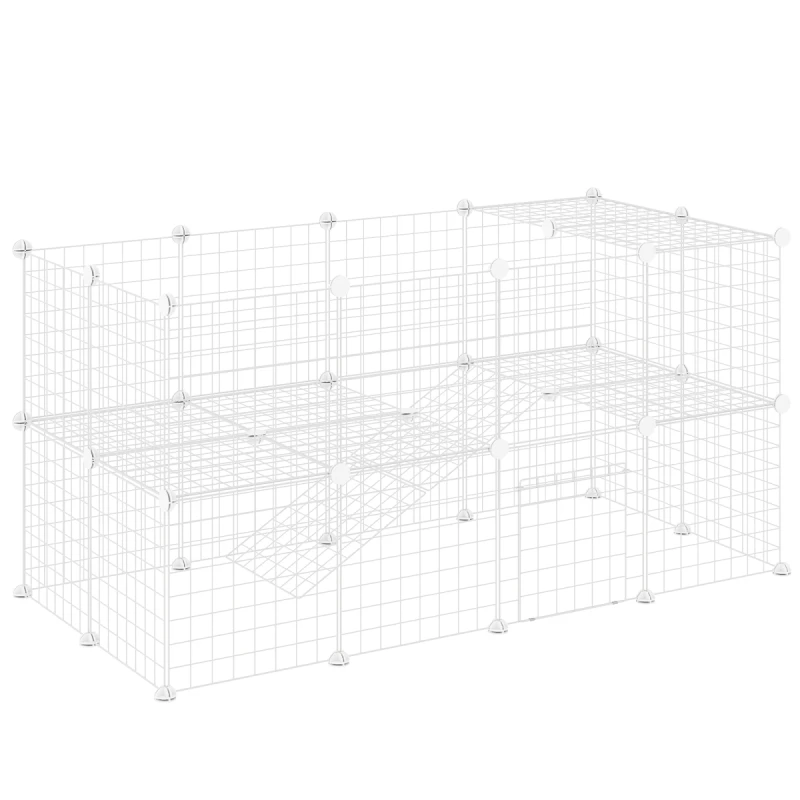 Image of PawHut PawHut DIY Pet Playpen 36 Panel for Rabbit Chinchilla Hedgehog, White