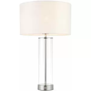 Image of Touch Dimmable Table Lamp Nickel Glass White Shade Modern Bedside Feature Light