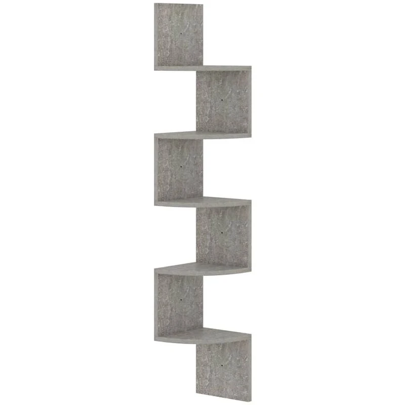 Image of VIDAXL Vidaxl - Wall Corner Shelf Concrete Grey 19x19x123cm Engineered Wood 8720286344330