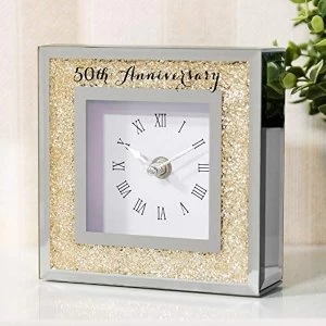 Image of Celebrations Crystal Border Mantel Clock - 50th Anniversary