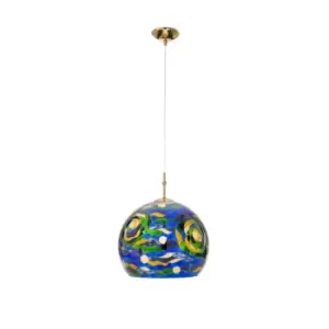 Image of Luna Glass Dome Pendant Ceiling Light 24 Carat Gold