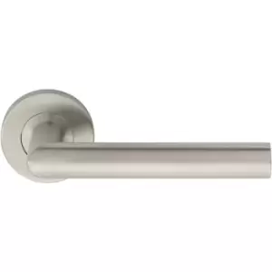 Image of Eurospec Mitred Handle on Sprung Rose Satin Stainless Steel (Pair) in Silver