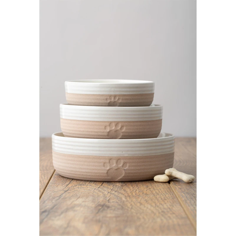 Image of Set of 2 Heart Paw Pet Bowls 13cm