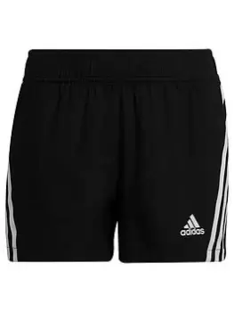 Image of adidas Older Girls Aeroready 3 Stripe Shorts - Black/White, Size 14-15 Years, Women