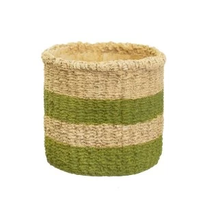 Image of Sass & Belle Green Stripe Cement Basket Planter
