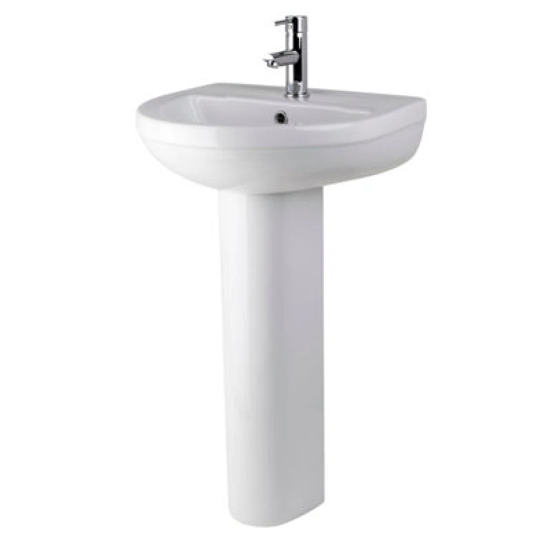 Image of Balterley Round 1 Tap Hole Basin Full Pedestal 500mm White