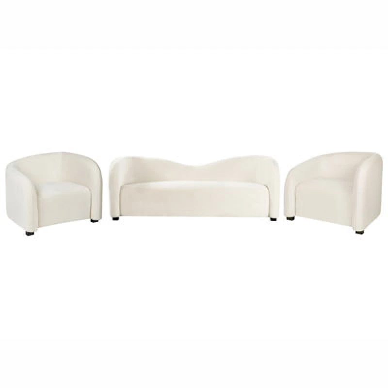 Image of Beliani Living Room Set 5 Seater Veltada Velvet Off-White