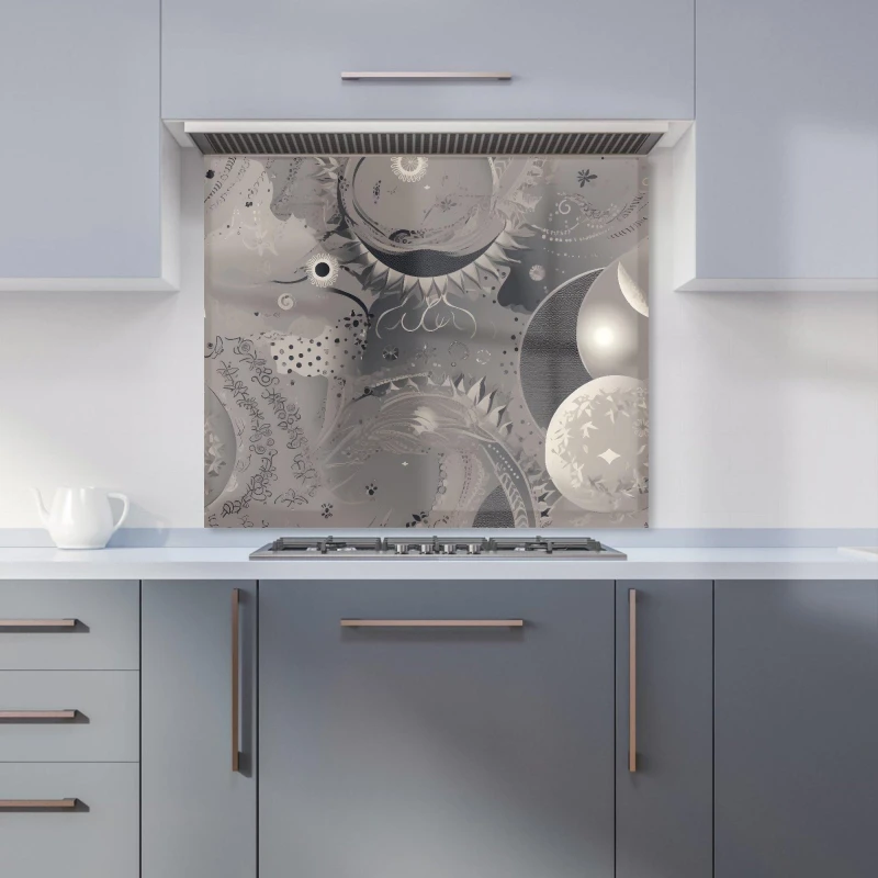 Image of Warren Reed - Designer Abstract Moon Shapes Kitchen Splashback in Grey Size: 700mm x 650mm Grey Unisex 700mm x 650mm