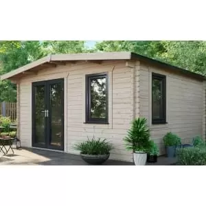 Image of Power Sheds 14 x 14ft Left Hand Door Apex Chalet Log Cabin
