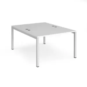 Image of Bench Desk 2 Person Rectangular Desks 1200mm White Tops With White Frames 1600mm Depth Connex
