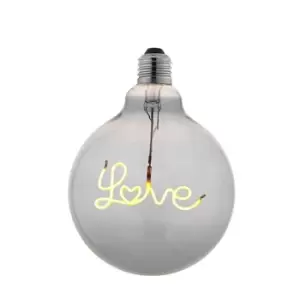 Image of Decorative E27 LED Filament Bulb - LOVE Downwards Facing Lamp - Tinted Glass