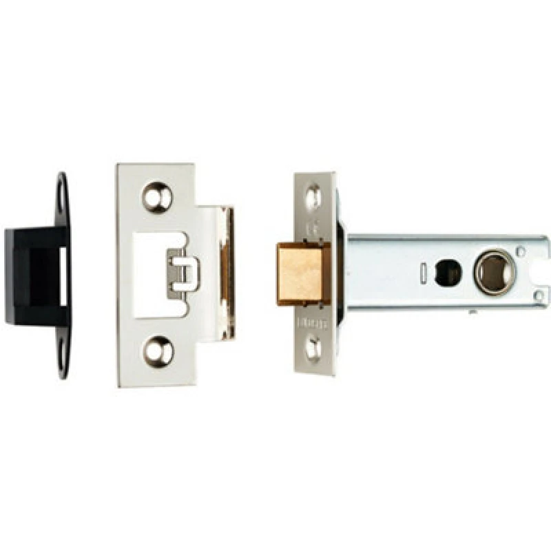 Image of Loops 76mm Heavy Sprung Tubular Door Latch 8mm Follower Square Forend Nickel Plated Metallics unisex