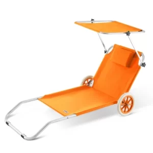 Image of Sun Lounger Kreta Orange Aluminium with Castors