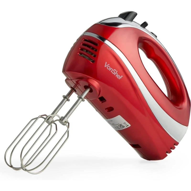 Image of VonShef 5 Speed Electric Red Hand Mixer Red male