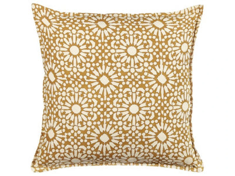 Image of Beliani Throw Cushion Ceiba Cotton 45 X 45cm Beige Geometric Pattern