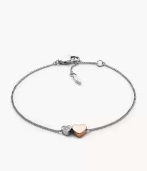 Image of Fossil Women Duo Hearts Two-Tone Stainless Steel Bracelet
