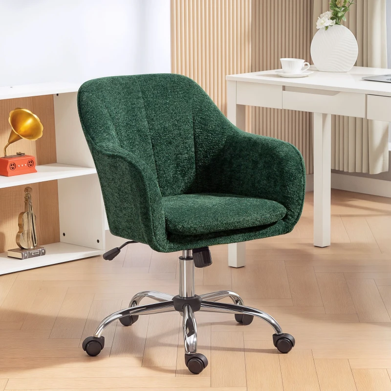 Image of HOMCOM HOMCOM Modern Velvet Office Desk Chair for Bedroom, Living Room, Dark Green Dark Green One Size Unisex 5063603481695