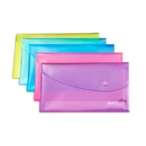 Image of Rapesco Bright Transparent Popper Wallet DL assorted PK5