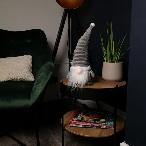 Image of 40cm Sitting Plush Christmas Gonk with Grooved Hat in Grey