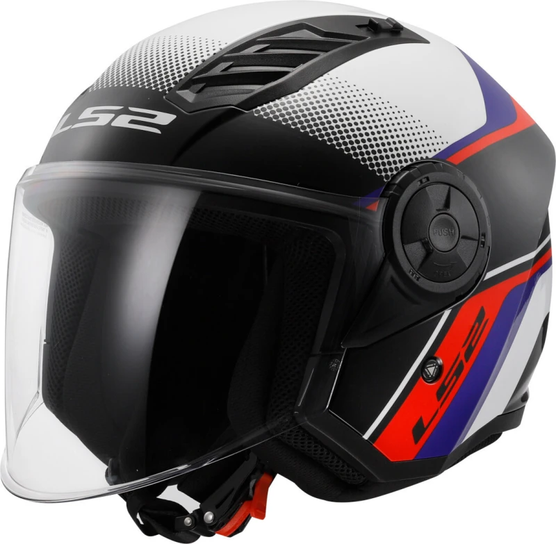 Image of LS2 OF616 Airflow II Rush White Blue Red Jet Helmet Size M