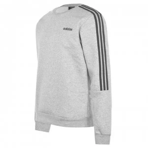 Image of adidas Mens Crew 3-Stripes Pullover Sweatshirt - MedGrey/Navy
