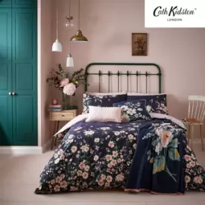 Image of Spitalfields Navy 200TC 100% Cotton Double Reversible Duvet Cover Set Bedding Bed Set - Navy - Cath Kidston