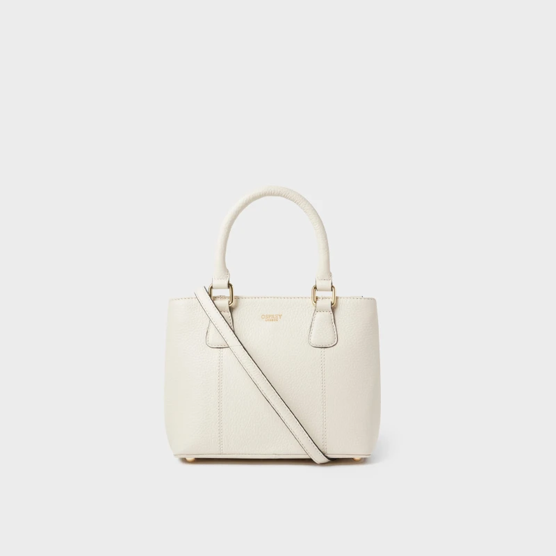 Image of OSPREY LONDON Womens The Adaline Mini Leather Grab Bag in White White Female One Size