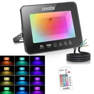 Image of 20W LED Flood Light RGB remote IP65